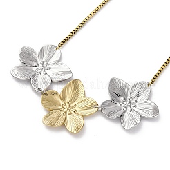 304 Edelstahl dreifach Blumen Anhänger Box Kette Halsketten&nbsp;NJEW-K389-03GP