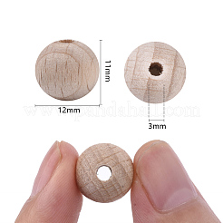 Ungefärbte natürliche Buchenholzperlen&nbsp;X-WOOD-T020-01A