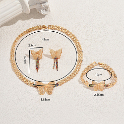 Elegante eisen pflastern zirkonia schmetterling armbänder & ohrringe & halsketten sets für frauen hochzeit&nbsp;TT2311