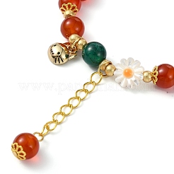Braccialetti elastici in perline di agata rossa naturale per donna&nbsp;BJEW-JB11360-02