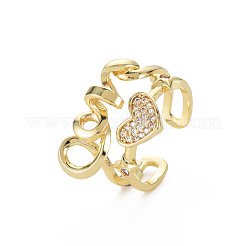 Anello polsino cuore in zirconi chiari&nbsp;RJEW-N035-085-NF