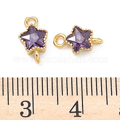 Sternverbinder-Anhänger aus Messing mit Zirkonia-Pavé&nbsp;KK-P348-08G