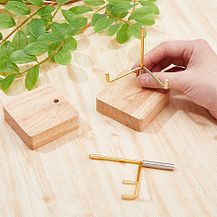 Cavalletti espositori quadrati in legno di cristallo con supporto in ferro&nbsp;ODIS-WH0038-28B-G