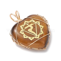 7 stücke 7 arten chakra natürliche tiger eye & sodalith & rot jaspis & quarz kristall & aventurin & amethyst & aventurin kupfer draht gewickelt herz anhänger&nbsp;PALLOY-JF03044