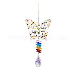 Atrapasueños colgantes en forma de lágrima de vidrio&nbsp;HJEW-WH0201-018