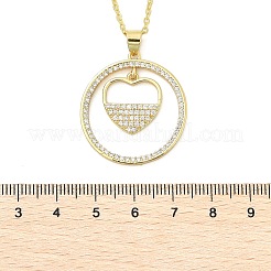 Collane con ciondolo ad anello in ottone micro pavé di zirconi cubici trasparenti&nbsp;NJEW-P322-A04-G