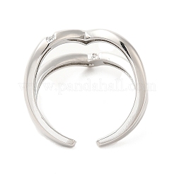 Anelli a polsino aperto con micro pavé di zirconi cubici in ottone a cuore&nbsp;RJEW-P098-12P