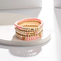 5 Stück 5 Stil synthetische Hämatit & Fimo Heishi Perlen Stretch Armbänder Set&nbsp;BJEW-JB07533-04