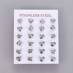 Orecchini a bottone con strass in acciaio inossidabile 304&nbsp;EJEW-F227-03P