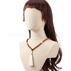 Collana di preghiera mala perline in legno naturale e perle&nbsp;NJEW-JN03756