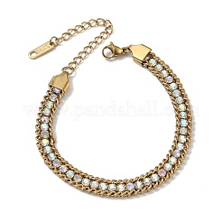 Bracelets de tennis en acier inoxydable 304 ornés de strass et de chaînes torsadées&nbsp;SA-CBABBEA-04G-04