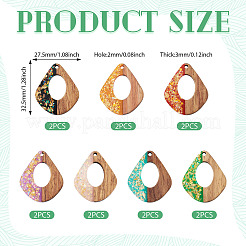 14 colgante de resina opaca y madera de nogal de 7 colores.&nbsp;RESI-TA0005-11