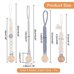 4 porte-tétine en bois de 4 styles pour bébé&nbsp;AJEW-CA0002-10