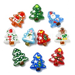 10 Stück handgefertigte Bunte Malerei-Perlen in 10 Farben mit Weihnachtsmotiv&nbsp;LAMP-CJ0002-52