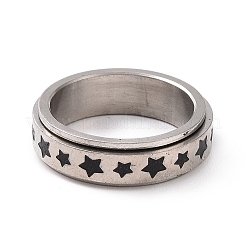 Rotierender Fidget-Bandring mit Stern aus schwarzer Emaille&nbsp;RJEW-I089-18P