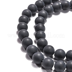 Brins de perles d'agate noire naturelle teintées et chauffées&nbsp;G-H1617