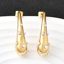Orecchini a bottone in acciaio inossidabile 304 a goccia&nbsp;EJEW-D315-07G