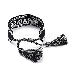 Word Paradise Polycotton (Polyester-Baumwolle) geflochtenes Armband mit Quastenanhänger&nbsp;LS-BJEW-F429-09