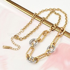 Collares de cadena de eslabones ovalados de acero inoxidable 304 de dos tonos para mujer&nbsp;NJEW-A074-05GP