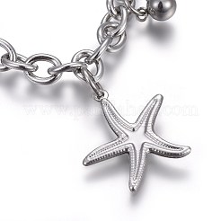 Bracelets à breloques en acier inoxydable 304 résistant au ternissement&nbsp;BJEW-L637-28-P