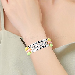 8 Stück Stretch-Armbänder aus Polymer-Ton-Perlen in 8 Farben.&nbsp;BJEW-SW00146