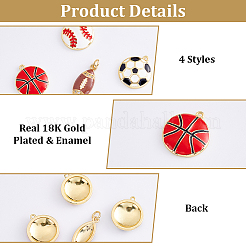 8 pz 4 stili pendenti in ottone smaltato&nbsp;KK-BBC0027-49