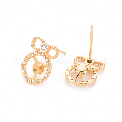 Messing Micro Pave klare Zirkonia Ohrring Zubehör&nbsp;X-KK-T062-218G-NF