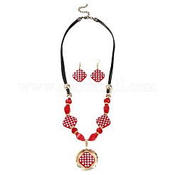 Set di collane pendenti e orecchini pendenti in acrilico con motivo tartan e rombi&nbsp;FS-WG95887-01