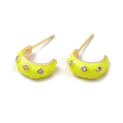 Aretes de latón con micro pavé de circonitas cúbicas y esmalte para mujer&nbsp;EJEW-H091-05G