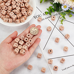26 stücke alphabet holz europäische perlen&nbsp;WOOD-OC0002-72