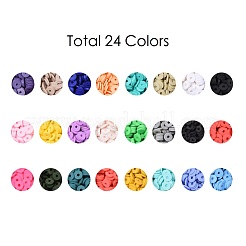240g 24 Farben handgemachte Polymertonperlen&nbsp;CLAY-JP0001-10-8mm