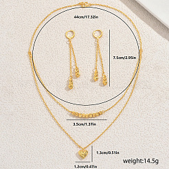 Doppellagige Halsketten- und Ohrring-Sets aus Messing mit Herzmotiv für Damen&nbsp;VD3296