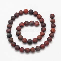Mattiert runde natürlichen Brekzien Jaspis Perlen Stränge&nbsp;G-N0166-47-8mm