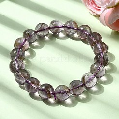 Braccialetti elastici con perline rotonde di ametista naturale per donna&nbsp;BJEW-L712-B04-12mm