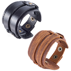 2 Stück 2 Farben Rindslederschnur breite Kordelarmbänder&nbsp;BJEW-CL0001-40