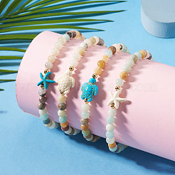 Bracelets de cheville ronds en perles d'amazonite&nbsp;AJEW-TA00061