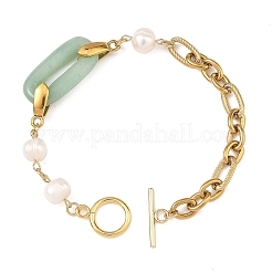 Cadenas Figaro de acero inoxidable 304 con gemas mixtas naturales.&nbsp;BJEW-JB14452