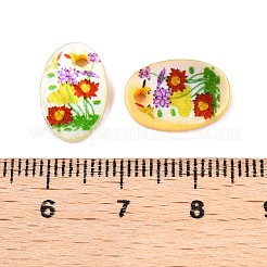 Breloques ovales imprimées double face en coquillage d'eau douce naturel&nbsp;SHEL-T020-05F