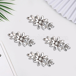 6 pieza de rhinestone de vidrio con purpurina y fijación en caliente con forma de flor&nbsp;DIY-GF0014-62A