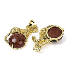 Boule de pierres précieuses avec pendentifs en laiton en forme de léopard&nbsp;KK-F887-04G