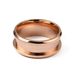 201 geriffelte Fingerringfassungen aus Edelstahl&nbsp;RJEW-WH0009-03C-RG