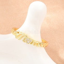 Anillos abiertos tipo brazalete de latón con microengaste de circonitas cúbicas para el Día de la Madre&nbsp;CU-CBACDF6-07G-02