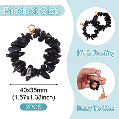 2 Stück Anhänger aus natürlichen Obsidian-Chip-Perlen&nbsp;PALLOY-TAC0232-05