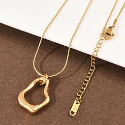 Collares de cadena redonda con colgante de lágrima irregular hueco de acero inoxidable 304 para mujer&nbsp;NJEW-G188-01G