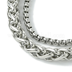 Chaîne de blé en alliage et bracelets de chaîne de boîte pour femmes et hommes&nbsp;BJEW-C069-01B-P