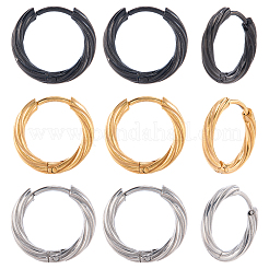 18 pieza de pendientes de aro giratorios de acero inoxidable 303 de 3 colores para mujer&nbsp;EJEW-SC0001-81C