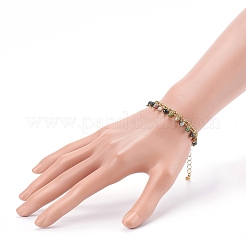 Bracciali con ciondoli in agata naturale tinti&nbsp;BJEW-JB06007
