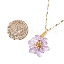 Colliers pendentifs en perles de verre faites à la main avec des fleurs&nbsp;NJEW-MZ00096-02