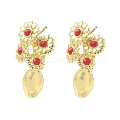 Orecchini a bottone in ottone smaltato da donna&nbsp;EJEW-A168-01G