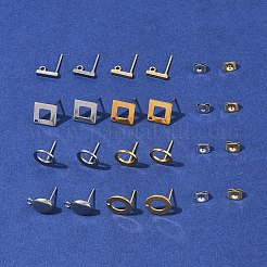 16 stücke 8 arten 304 edelstahl stud ohrring Zubehörse&nbsp;STAS-FS0001-84